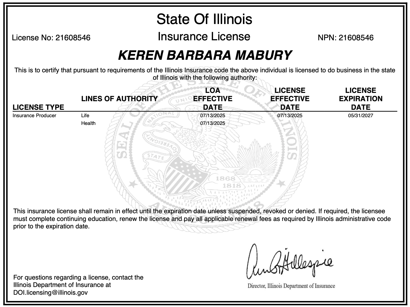 Illinois License