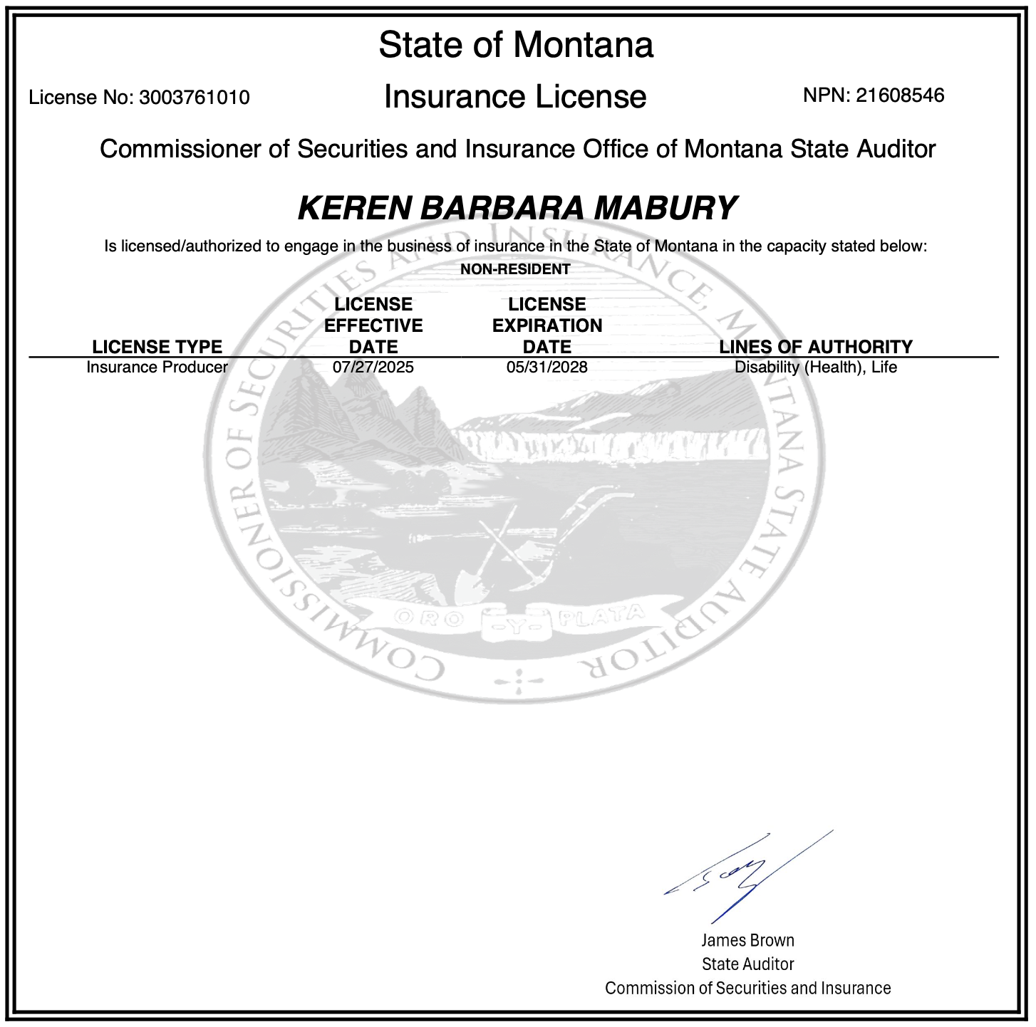 Montana License