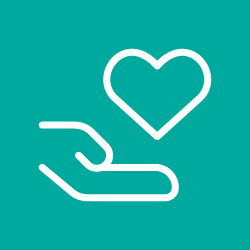 An illustration of a hand holding a heart.