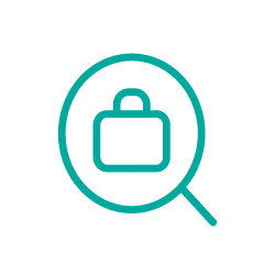 Magnifying glass with a lock icon inside