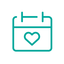 Calendar icon with a heart symbol on it