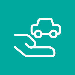 Icon of a hand holding a car.