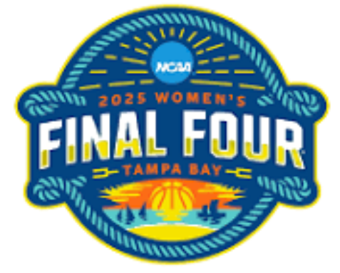 NCAA 2025 Women's Final Four logo for Tampa Bay, featuring a sunset over water.