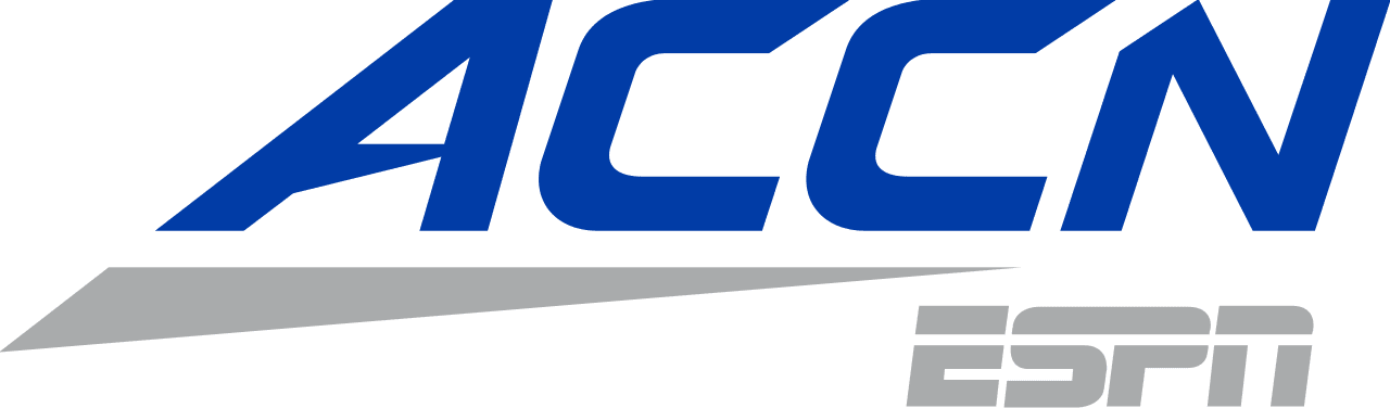 Logo of ACCN ESPN with blue, gray, and black colors.