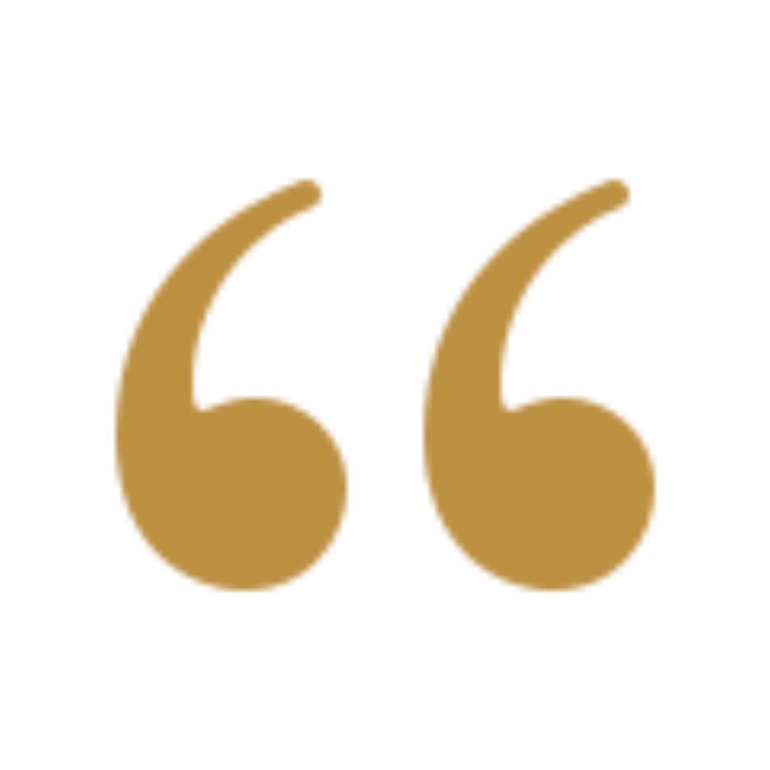 Decorative quotation mark icon.