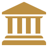 Government building icon representing education, scholarships, and institutional support.