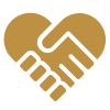 Heart handshake icon representing trust, collaboration, mentorship, and community partnerships.