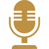 Microphone icon representing student voices, leadership, public speaking, and community engagement.