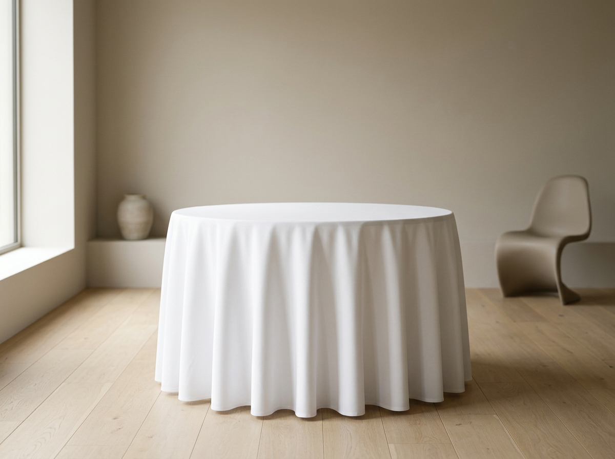 White Poly Tablecloths - 5ft Round