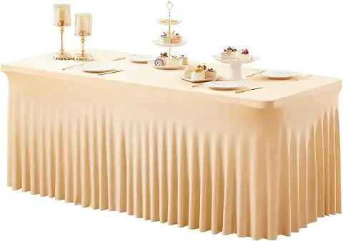 Champagne Spandex Tablecloth - 8ft Banquet