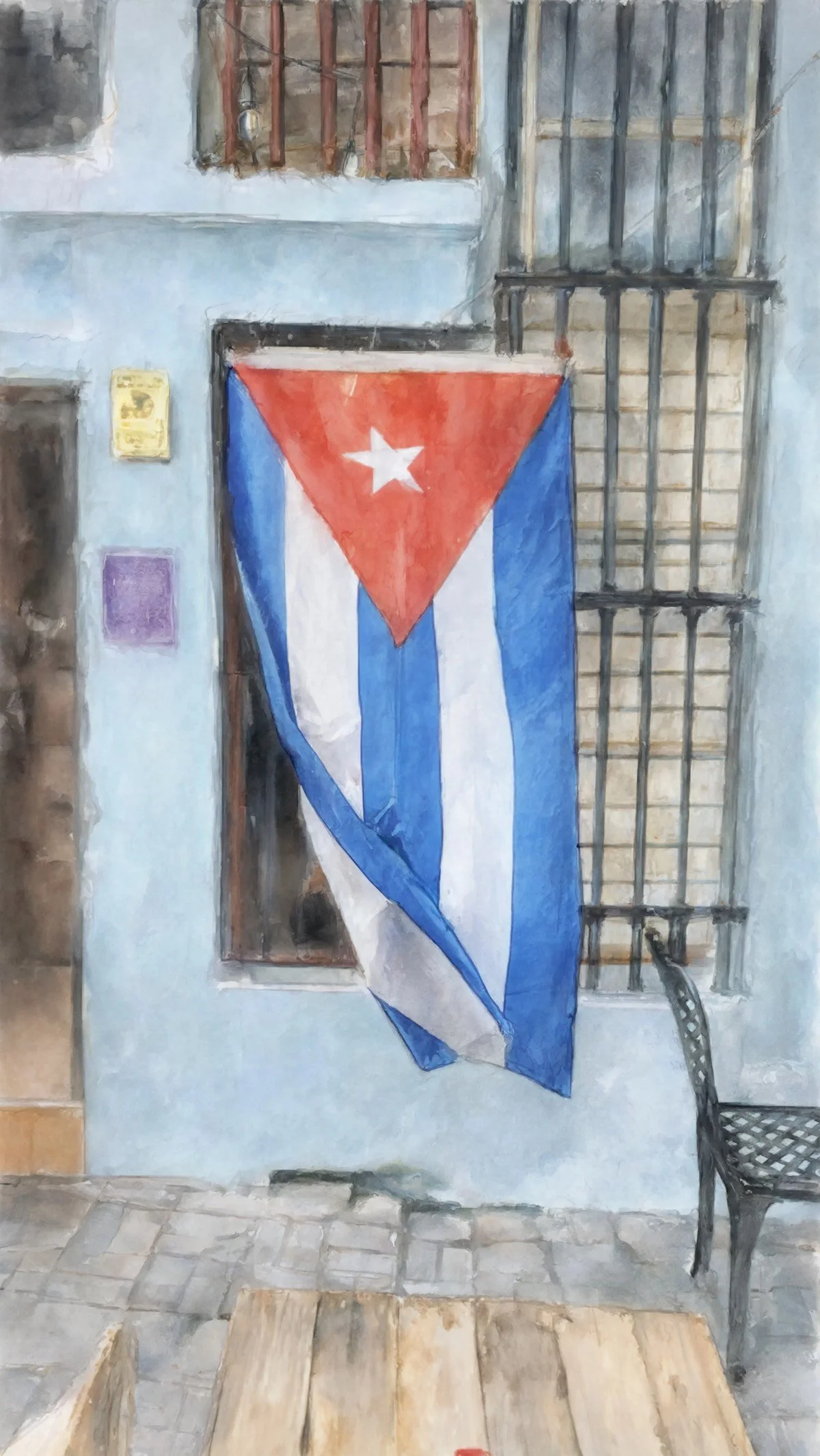 Cuban Flag Indoors _ Soft Watercolour Sketch.jpg