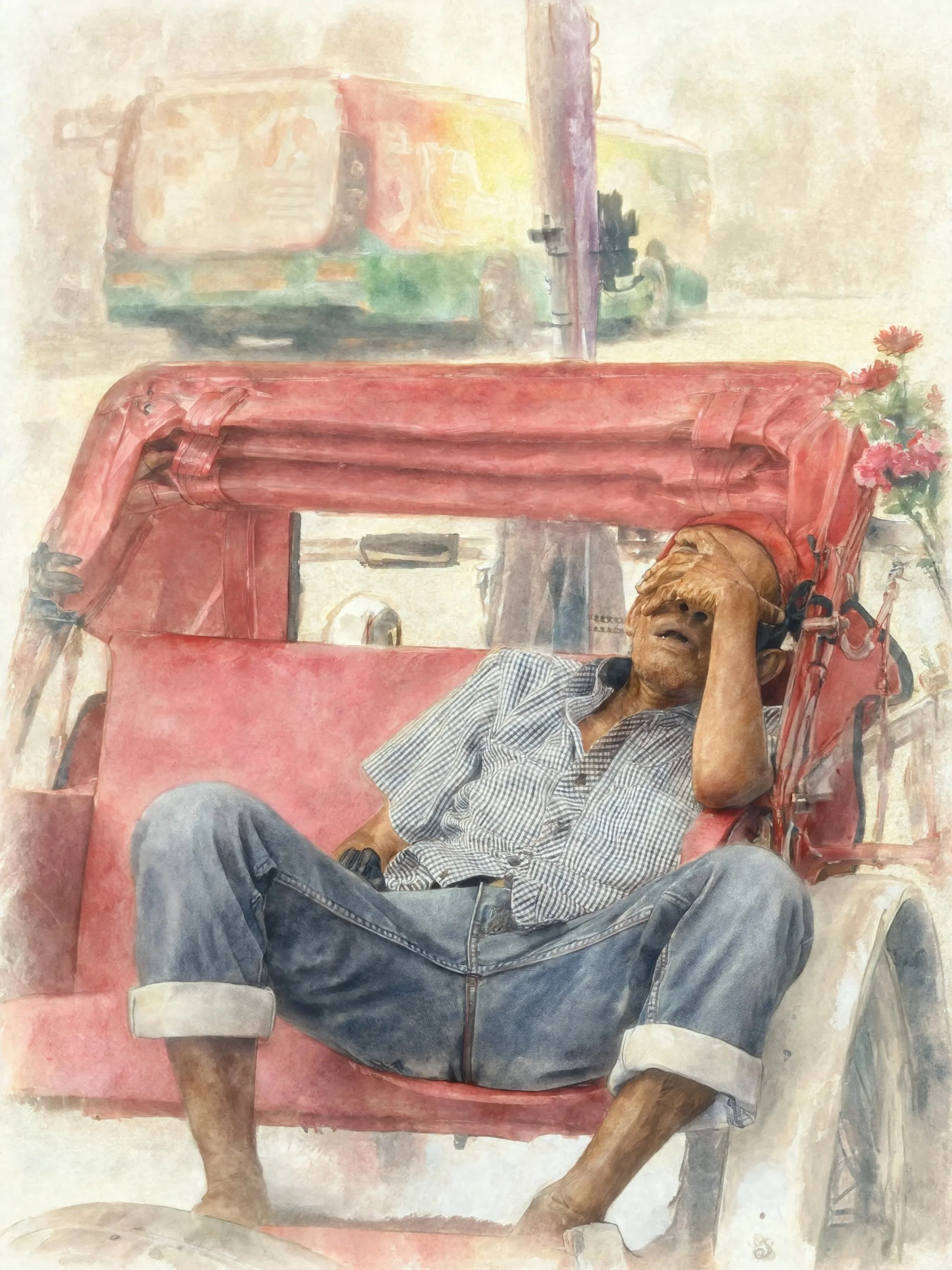 Resting Trishaw Rider _ Watercolour.jpeg