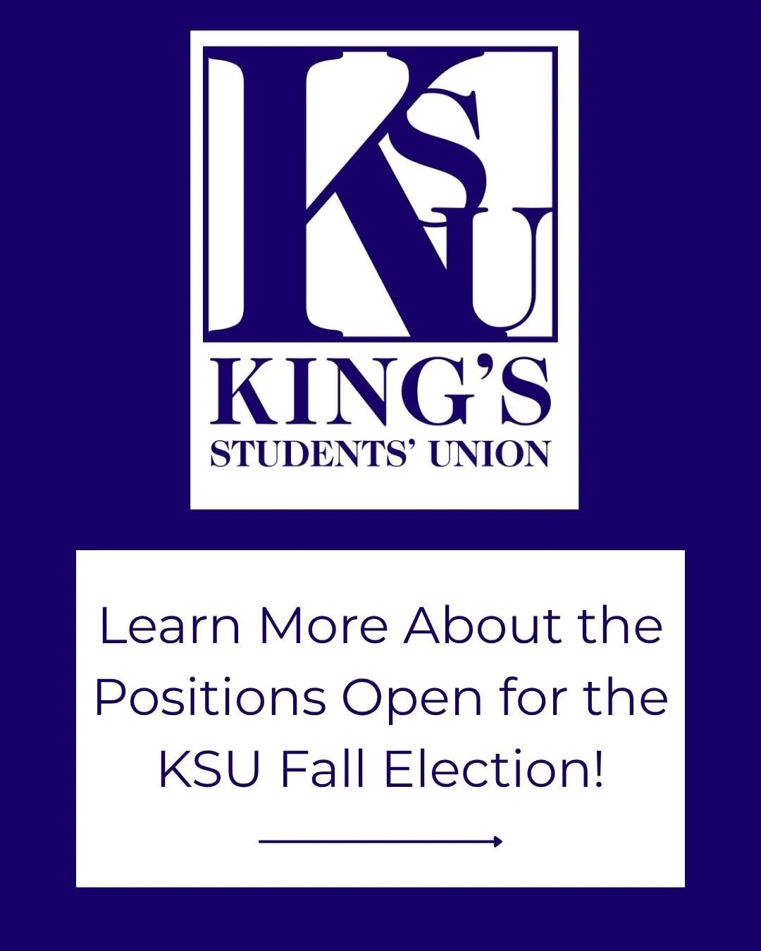 Learn more about the positions open for the KSU fall election!

Nominations close at 7pm on Sunday, October 4. To receive a nomination packet, email Amelia Penney-Crocker, Chief Returning Officer, cro@ksu.ca.