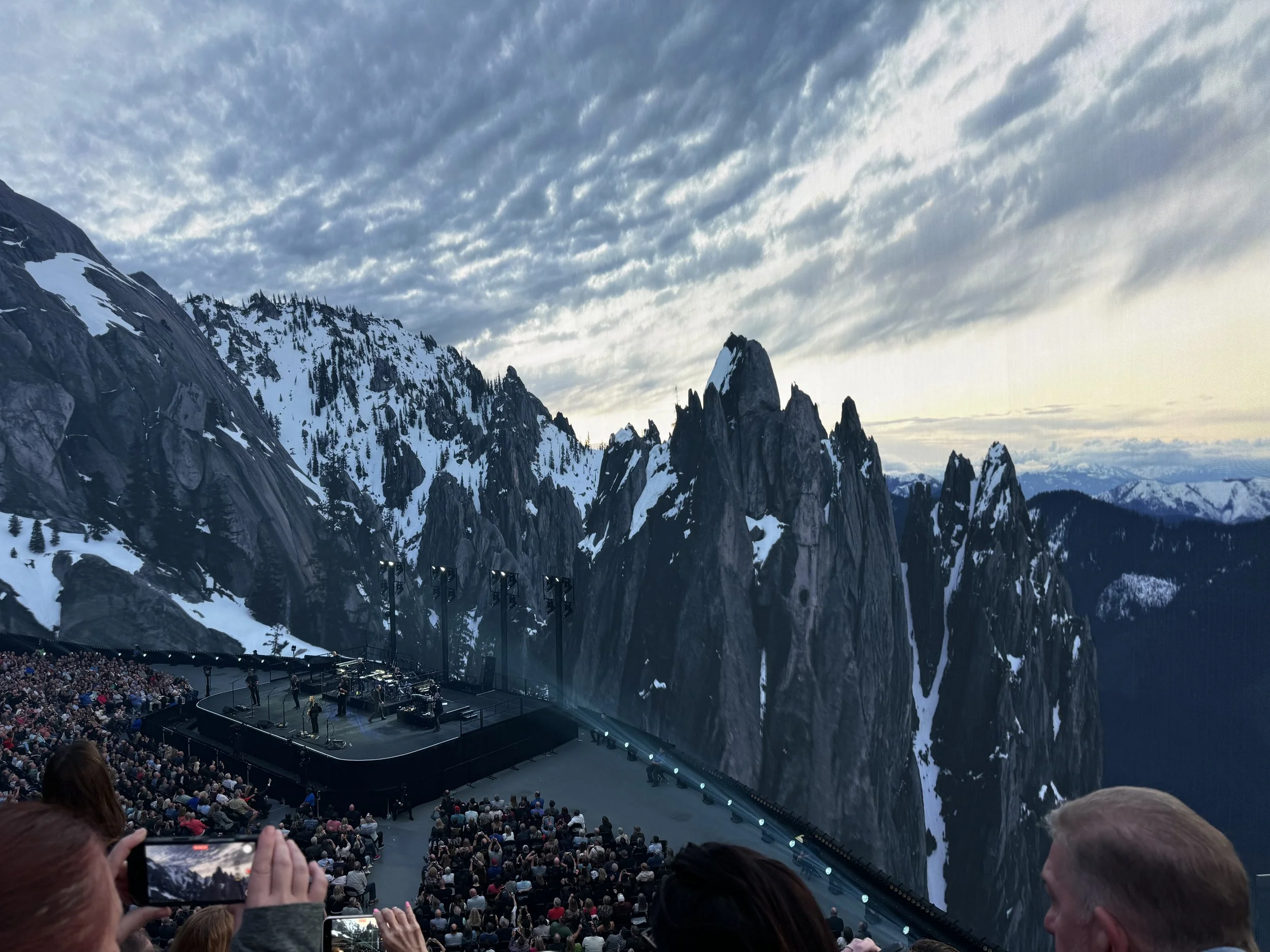 Eagles concert at Sphere Las Vegas with immersive mountain landscape visuals