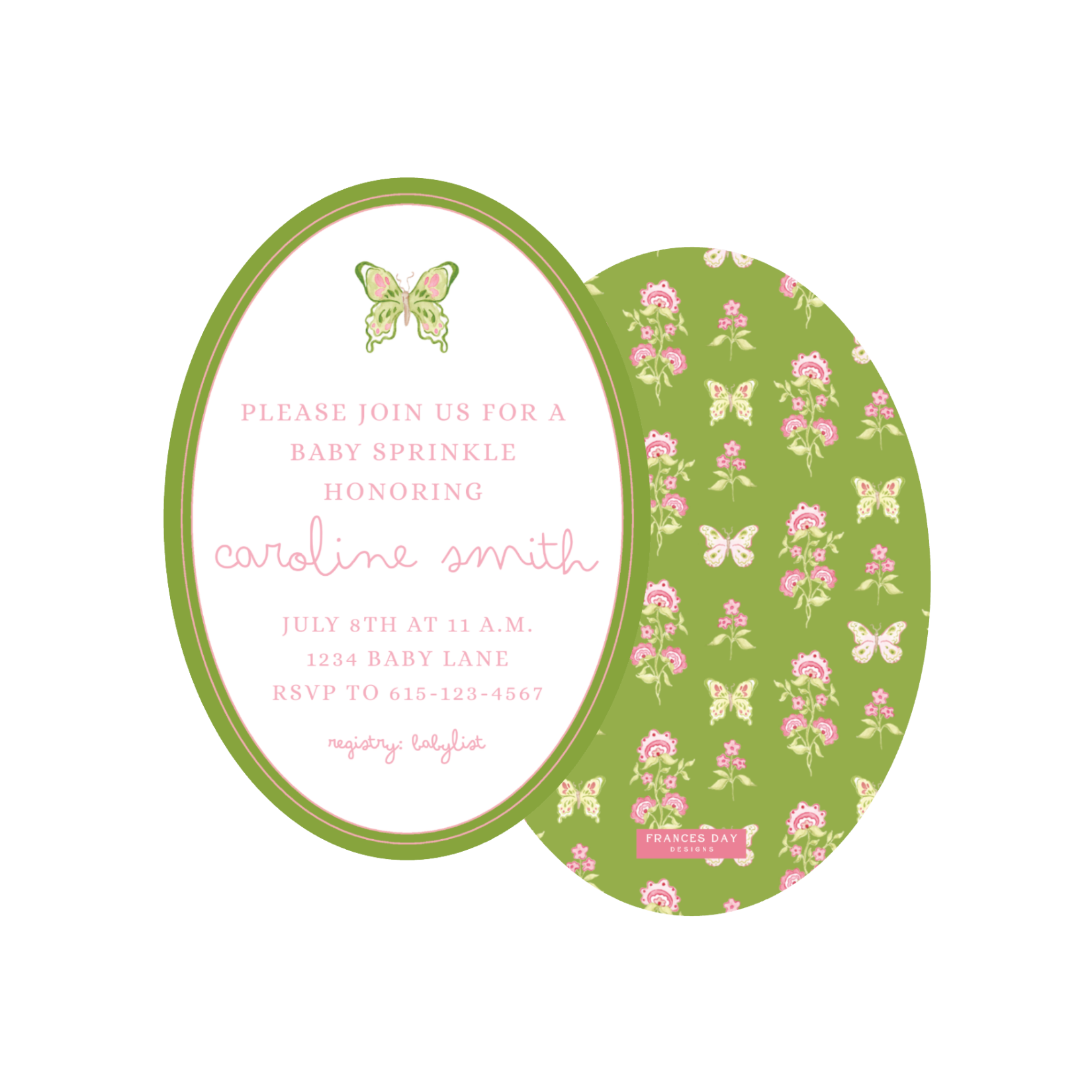 The Flutter Floral Oval Invitation