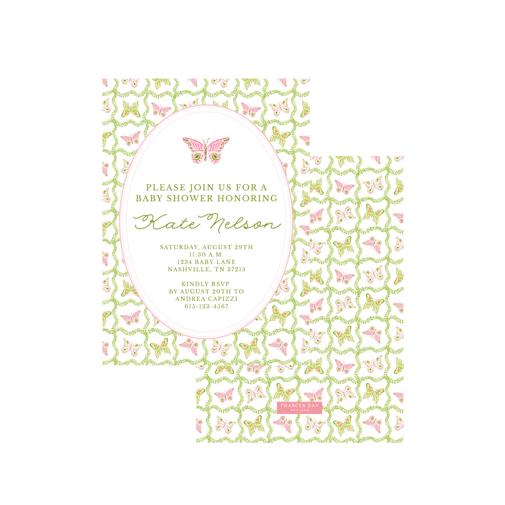 The Flutter Trellis Vertical Invitation