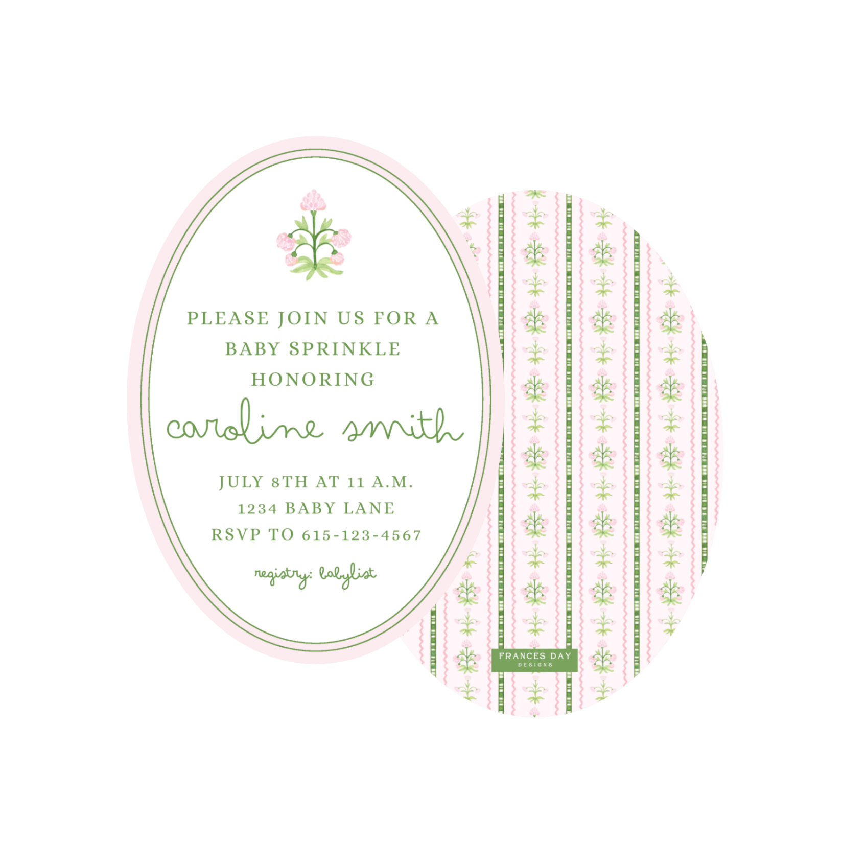 The Garden Stripe Oval Invitation