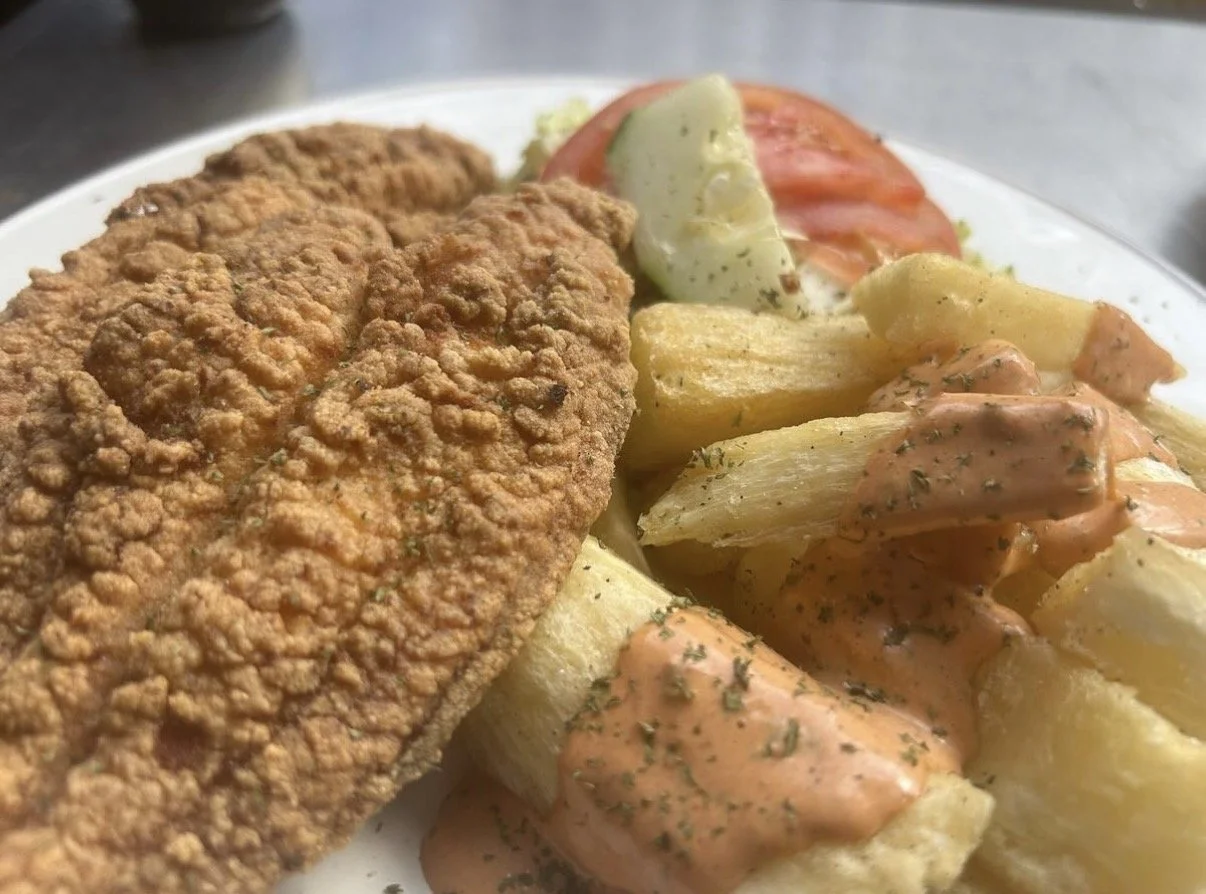 Fried fish fillet with Yucca fries