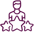 Line drawing of a person with two stars in front of them.