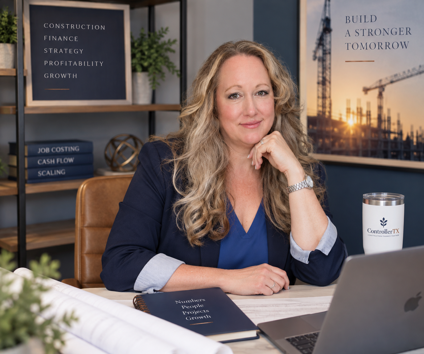 ControllerTX construction accounting professional working at her desk
