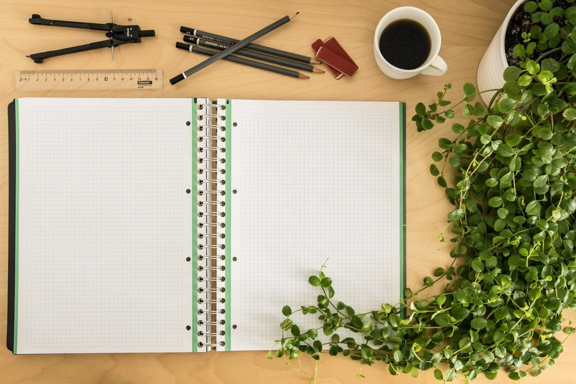 Open notepad on desk