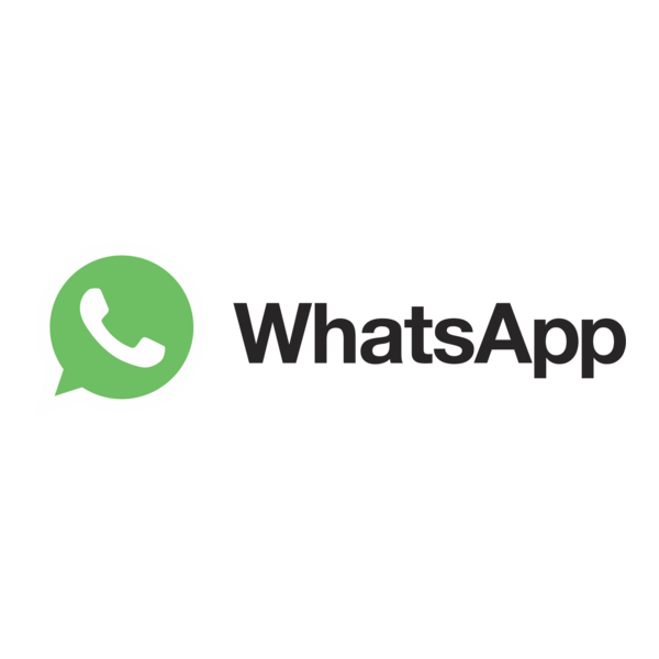 WhatsApp logo with green speech bubble and white phone icon, accompanied by the text 'WhatsApp' in black.