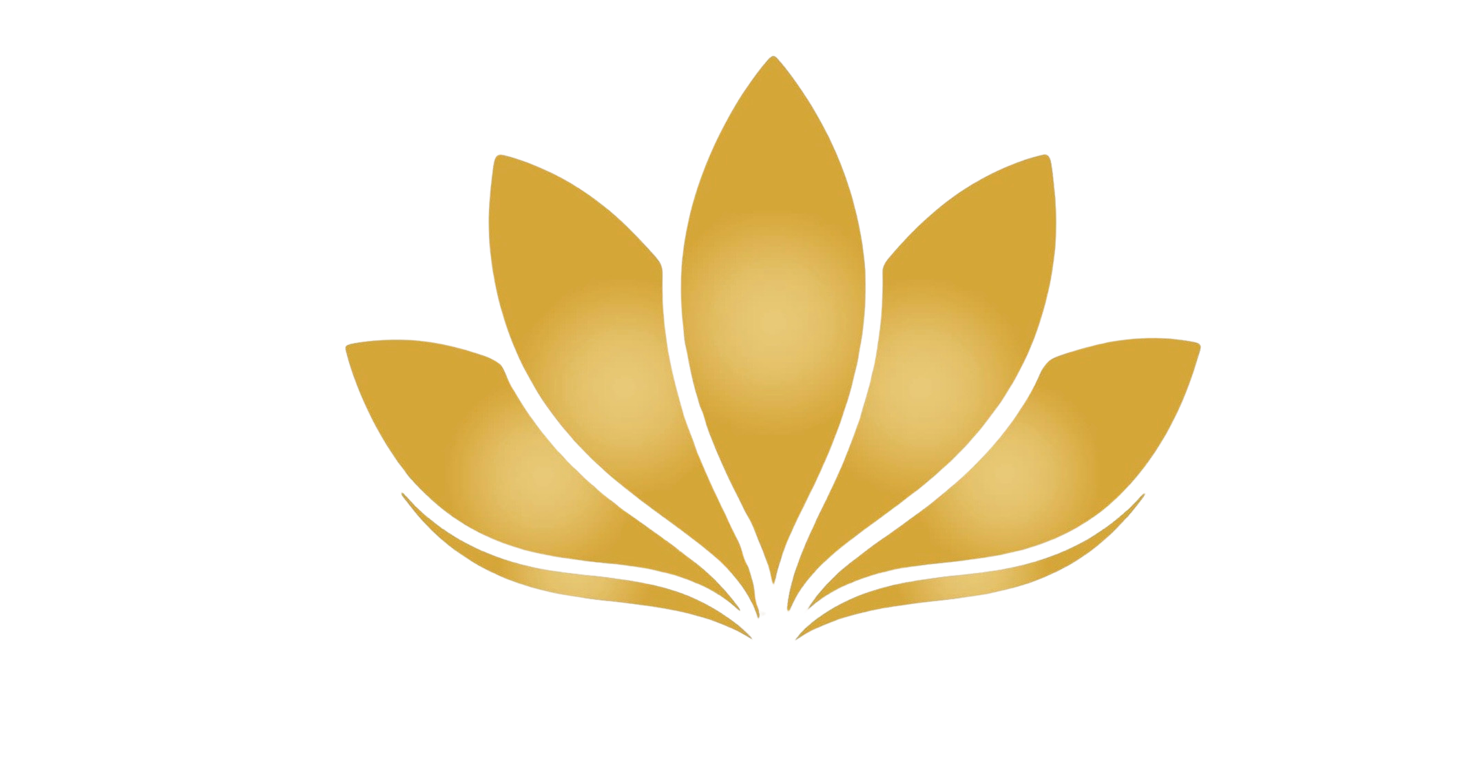 Gold and black stylized lotus flower logo.