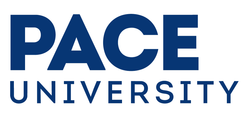 The logo of Pace University in dark blue text with 'PACE' on top and 'UNIVERSITY' below.