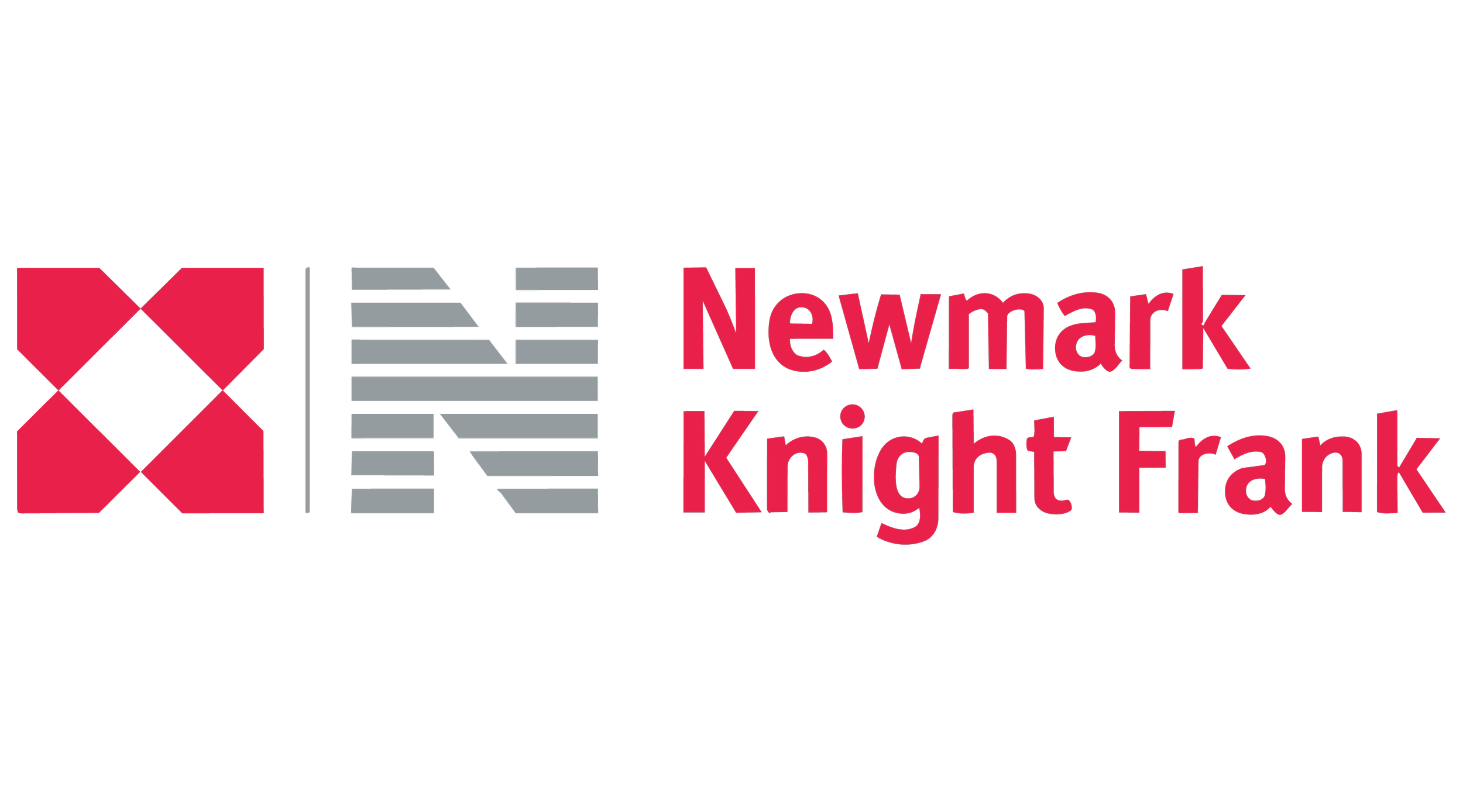 Logo for Newmark Knight Frank, featuring a red geometric shape and black and gray text.