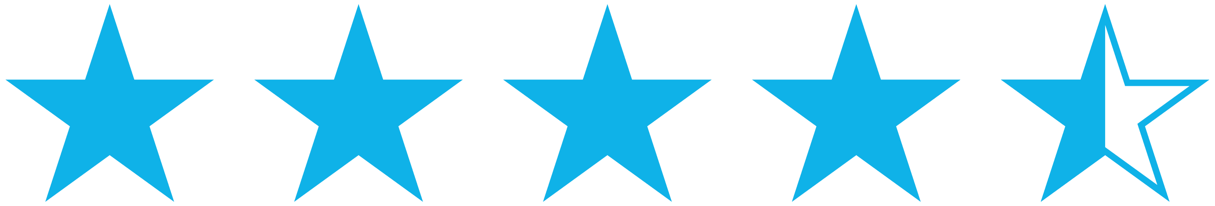 Five blue stars, with the first four filled in and the fifth outlined, indicating a 4.5-star rating.