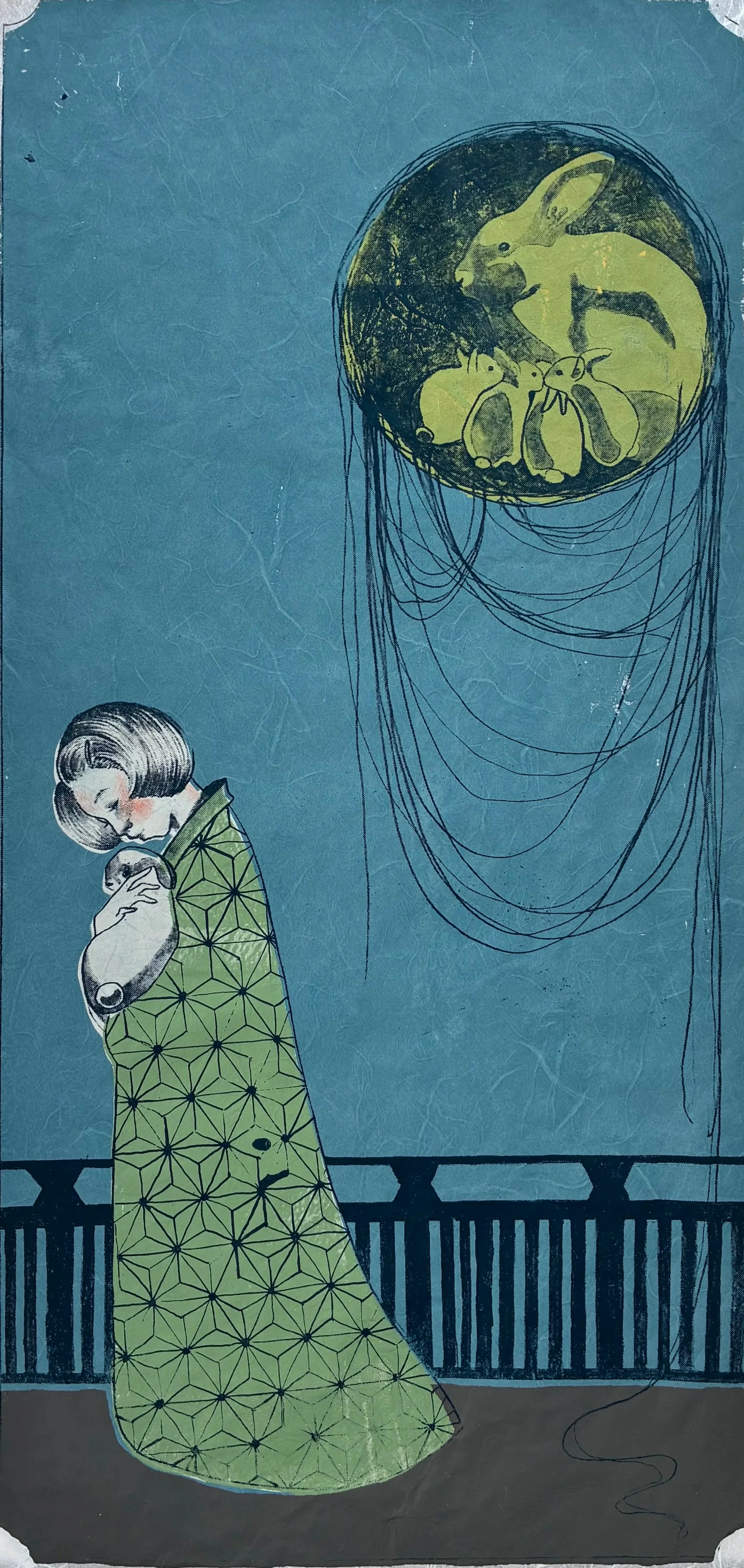 Amaeru, 24x12", screenprint on washi, 2026
