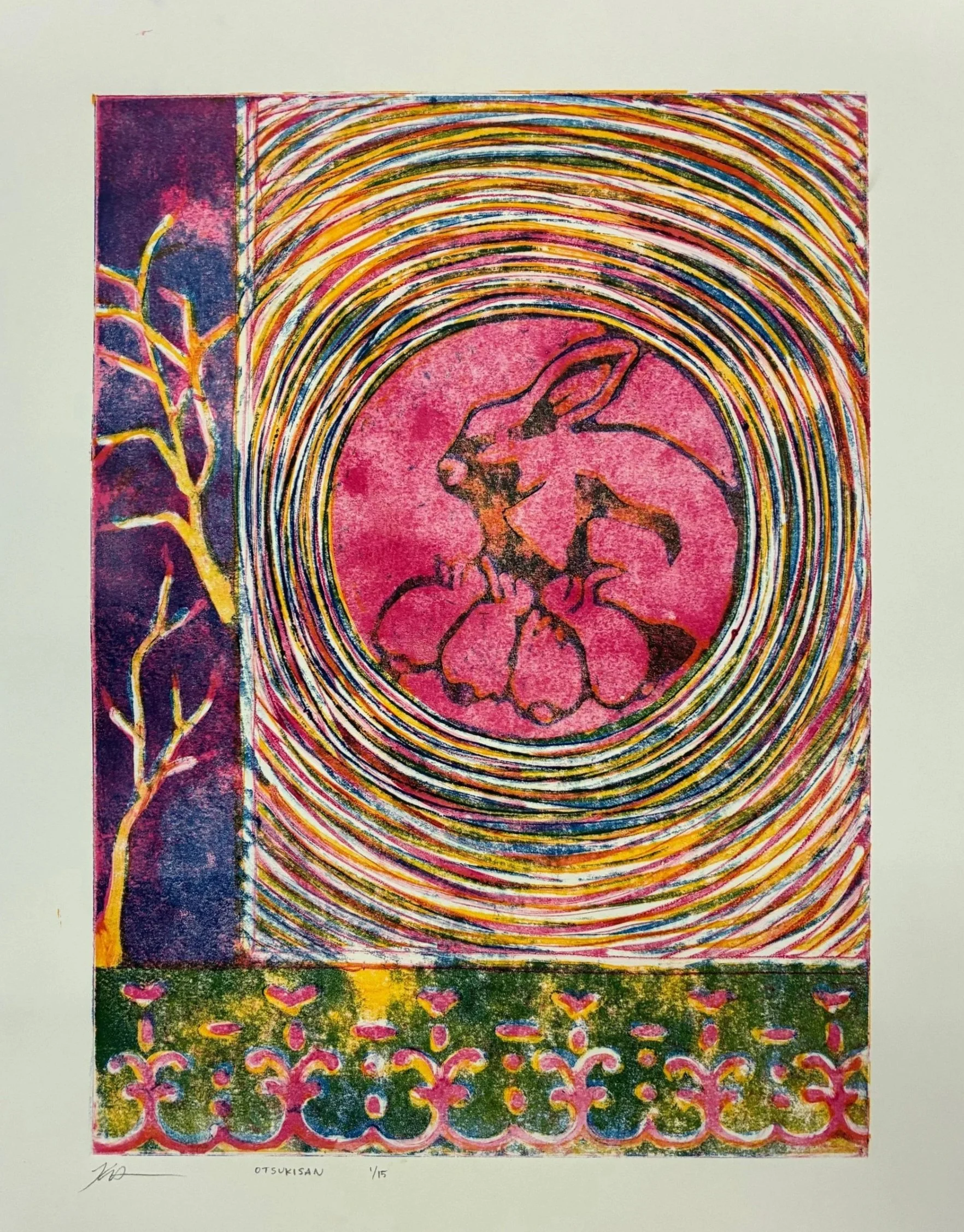 Otsukisan, 15x19", monotype, 2026