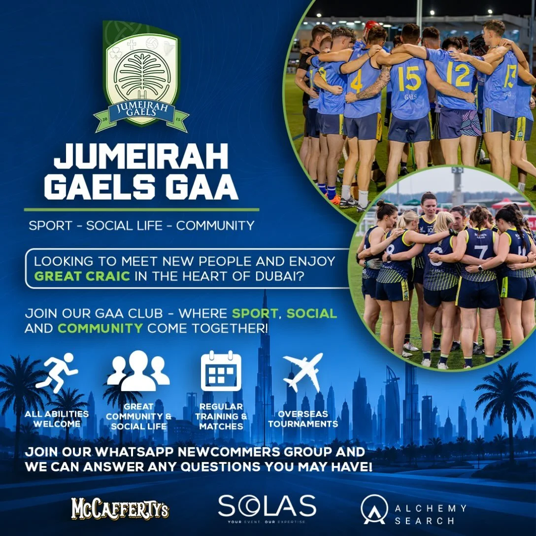 Moving to Dubai? Returning after the summer? ☀️

Whether you&rsquo;re a seasoned player or completely new to Gaelic football, Camogie or Hurling. Where sport, social &amp; community come together!

Jumeirah Gaels, you&rsquo;re new home away from home