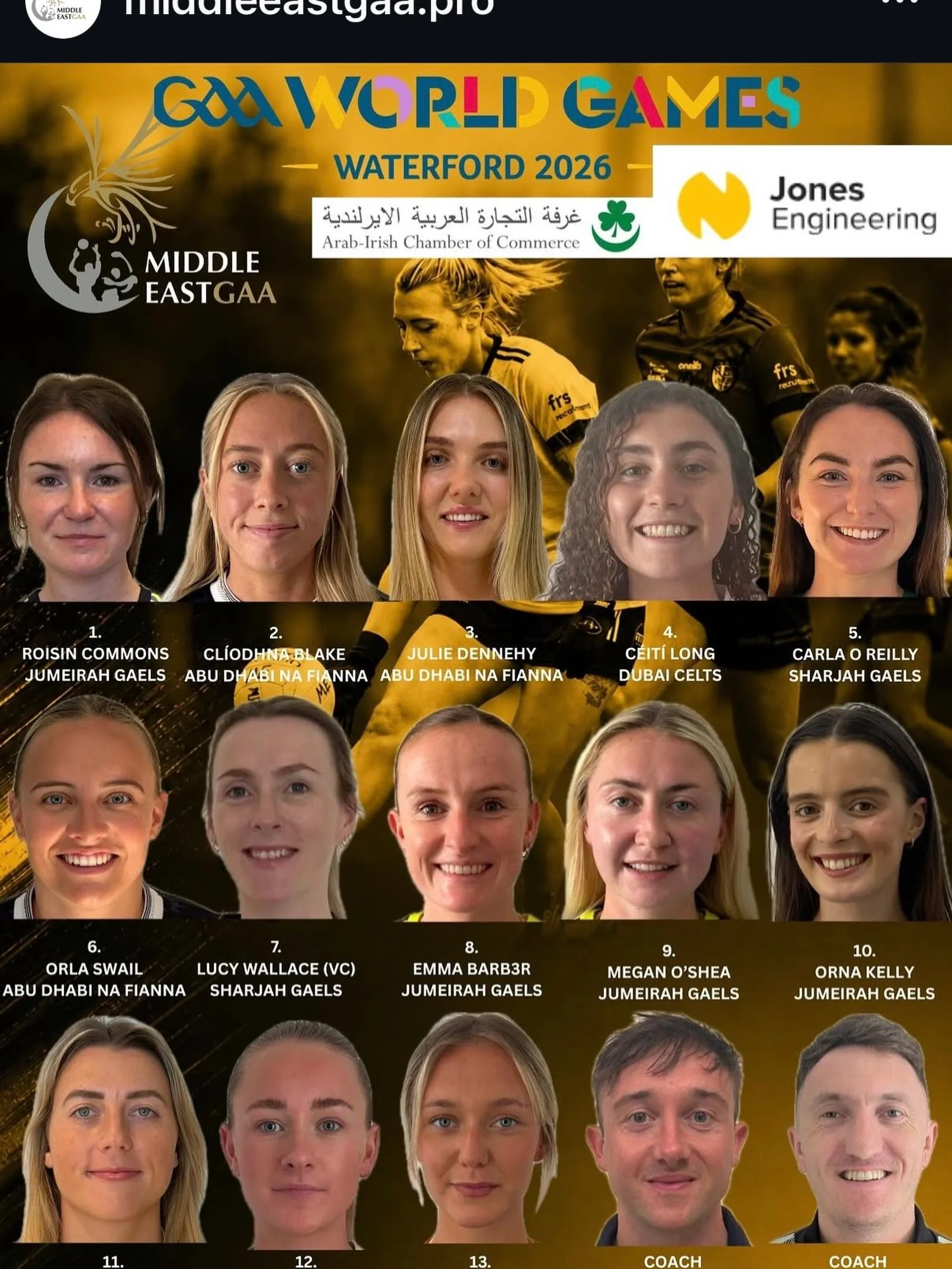 Best of luck @middleeastgaa.pro Open Ladies in Waterford
