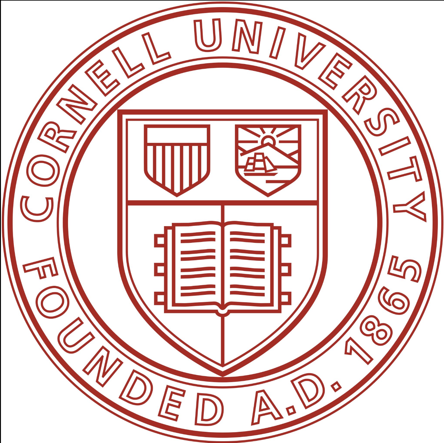 Seal of the University of Florida, featuring a shield with an open book, a shield with vertical lines, and a lighthouse, surrounded by the university's name and founding year in red outline.