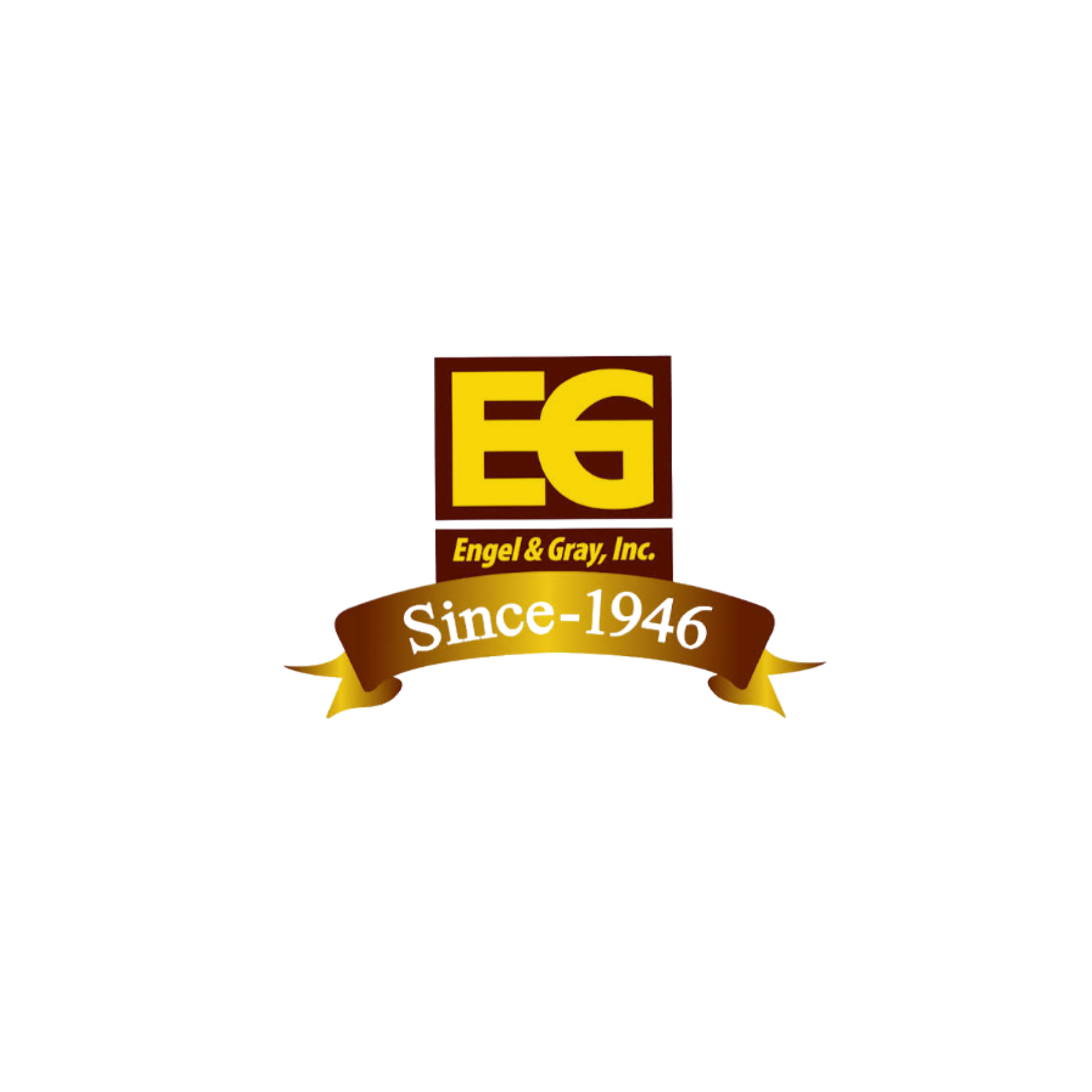 Logo of Engel & Gray, Inc., featuring the initials EG in yellow on a brown background, with the text 'Since 1946' on a gold ribbon.