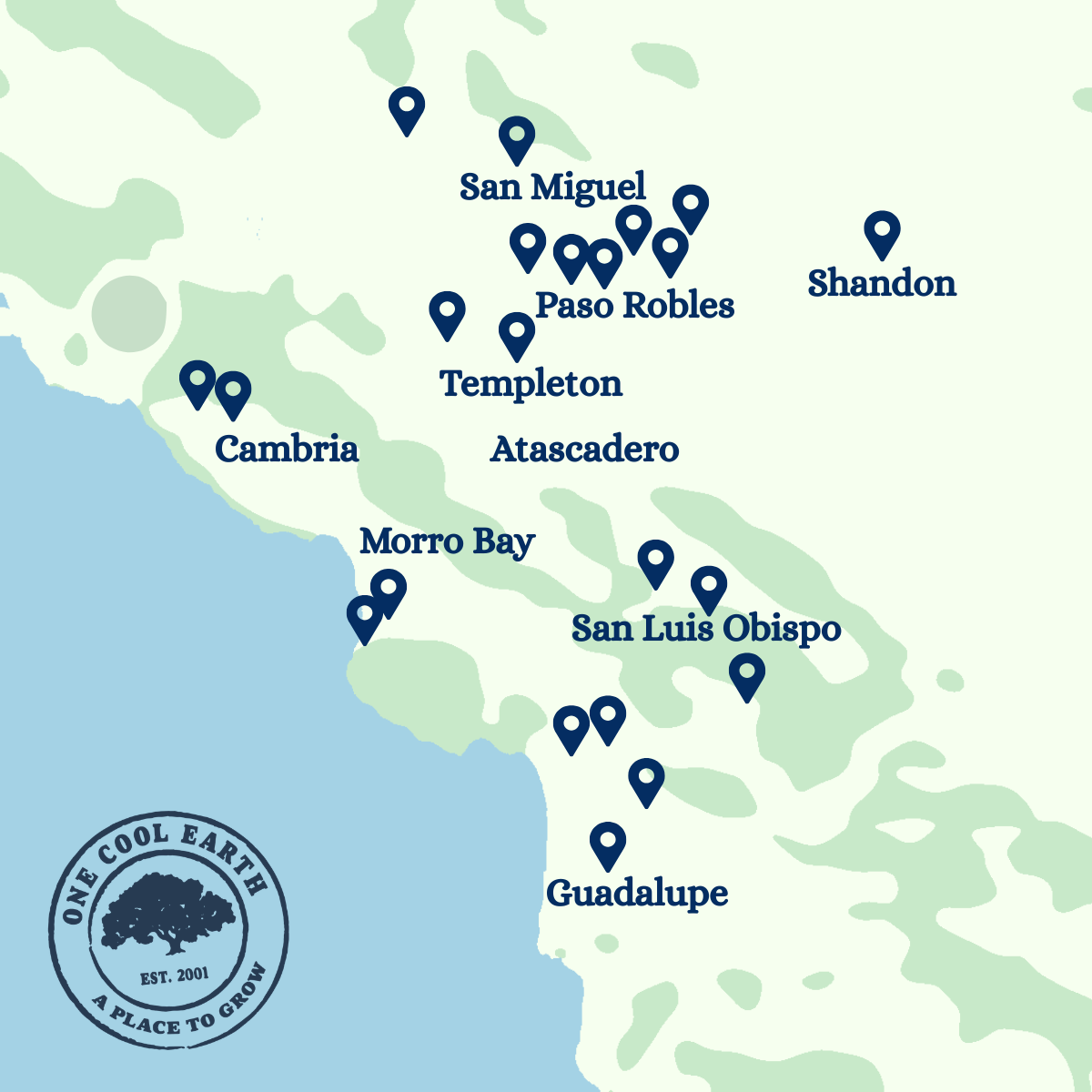 Map Of Schools With One Cool Earth Programs