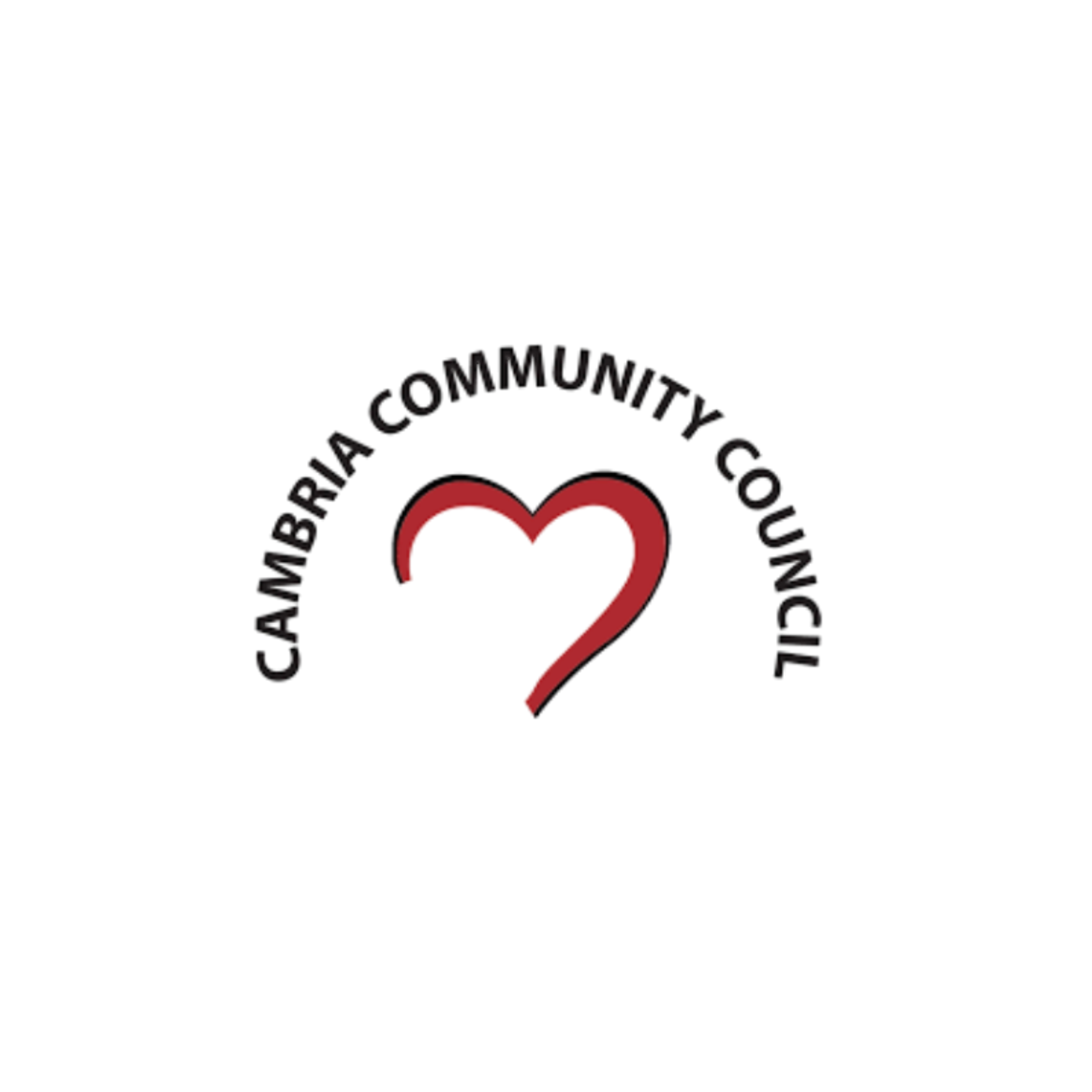 A circular logo with a red heart at the center, surrounded by black text that reads 'Heart Community Connection'