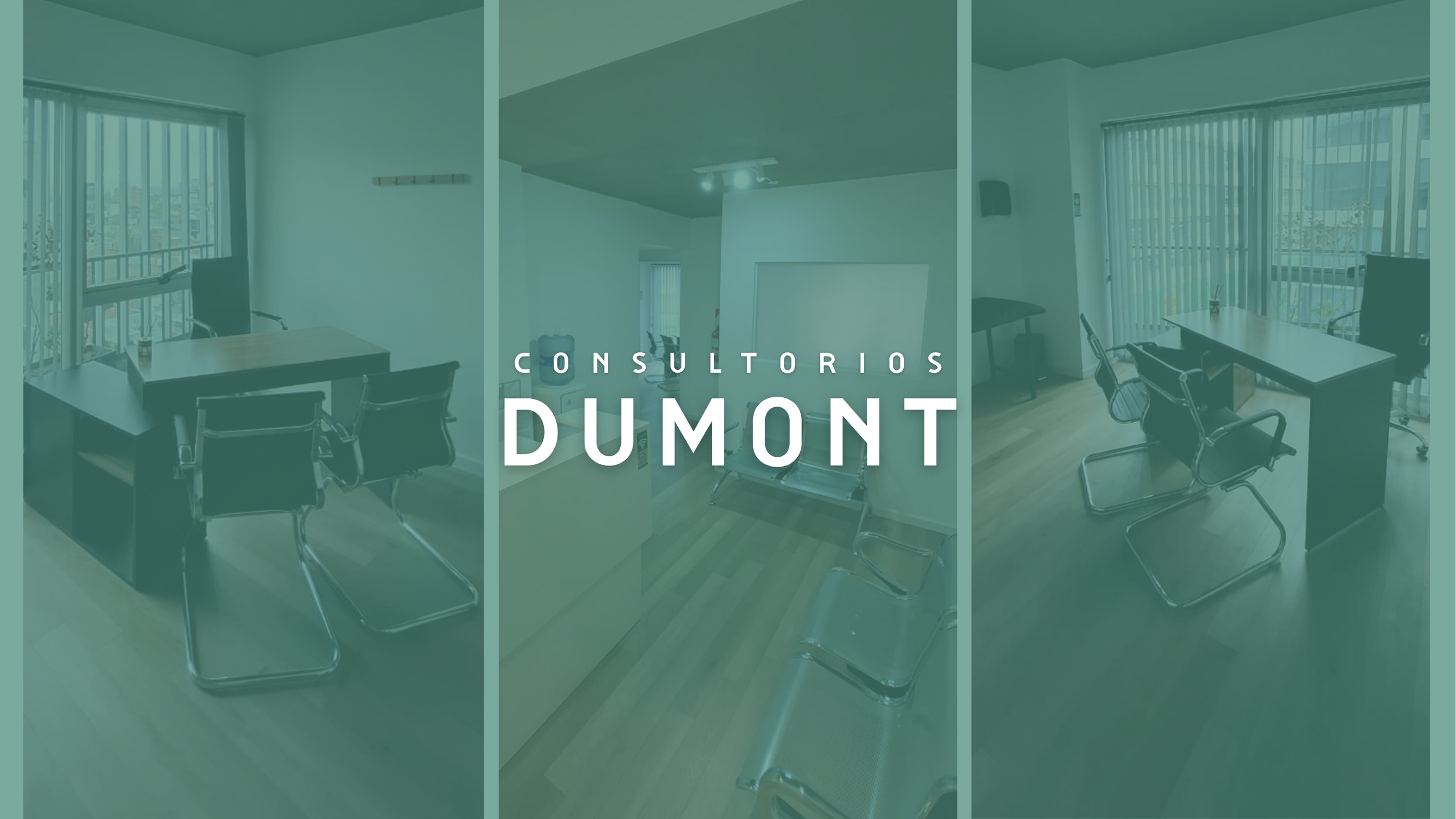 Sala de reuniones con varias mesas y sillas negras, ventanas con cortinas verticales y piso de madera.