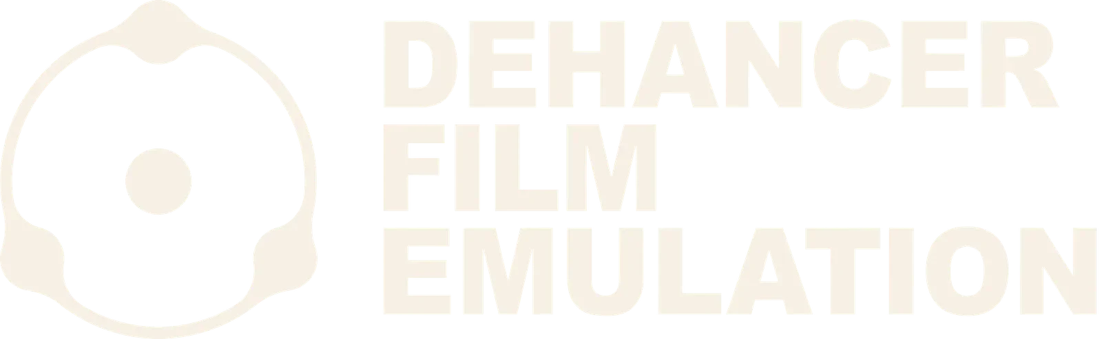 Logo of DeHancer Film Emulation featuring a skull icon with a film reel hole.