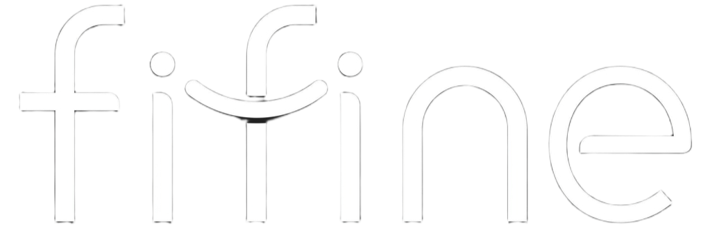 The word 'fifine' written in stylized white lowercase letters on a black background.