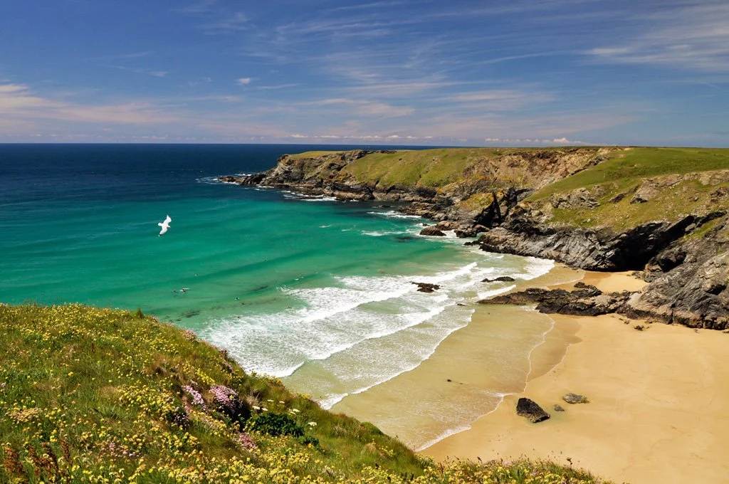 Mawgan Porth beach view from Shore Coatings location.