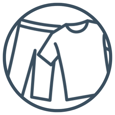 Clothes hanging on a clothesline, including a pair of pants and a T-shirt.