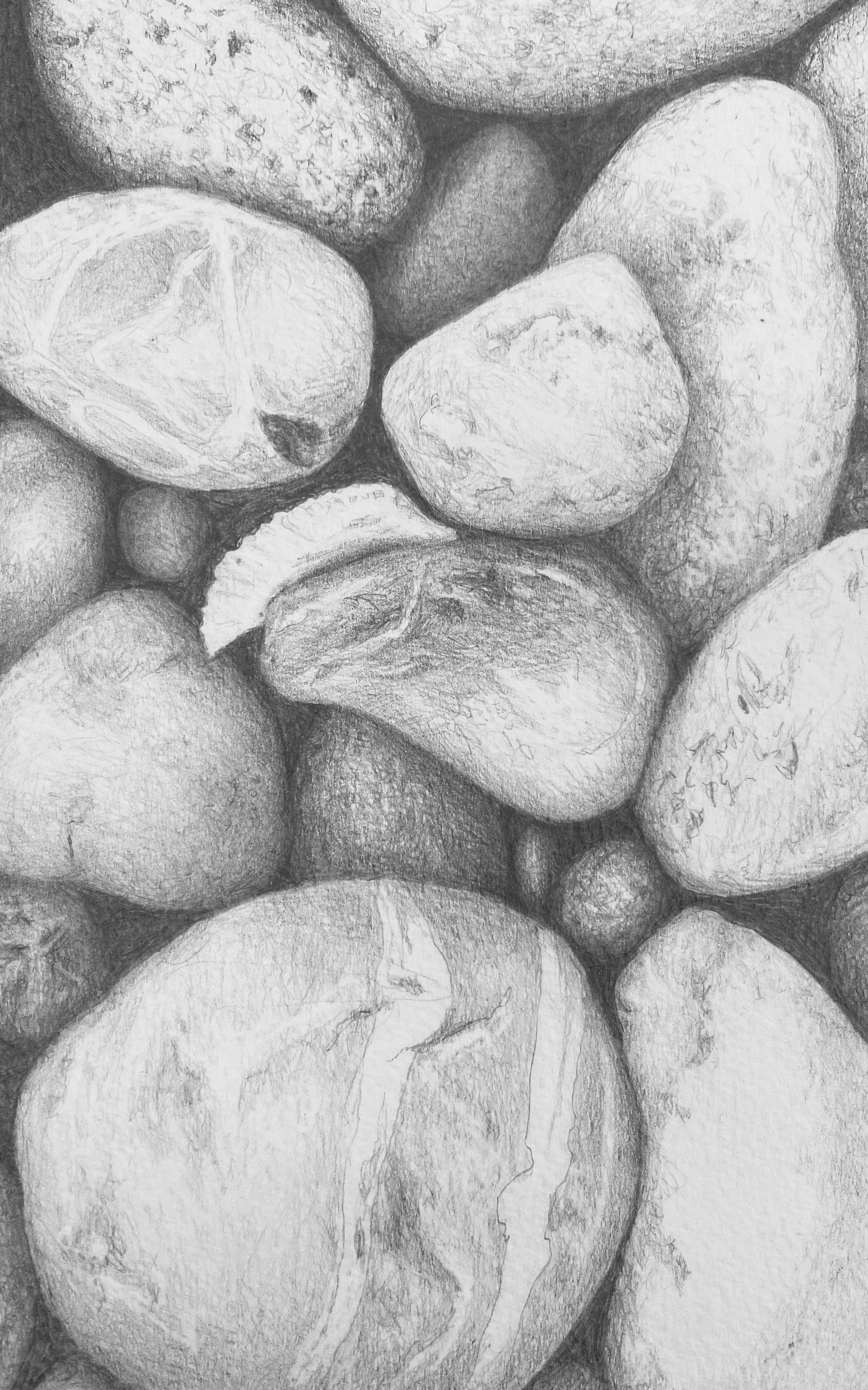 Stones #94 - Graphite - 8" x 5" - Matted 10" x 8" - $95