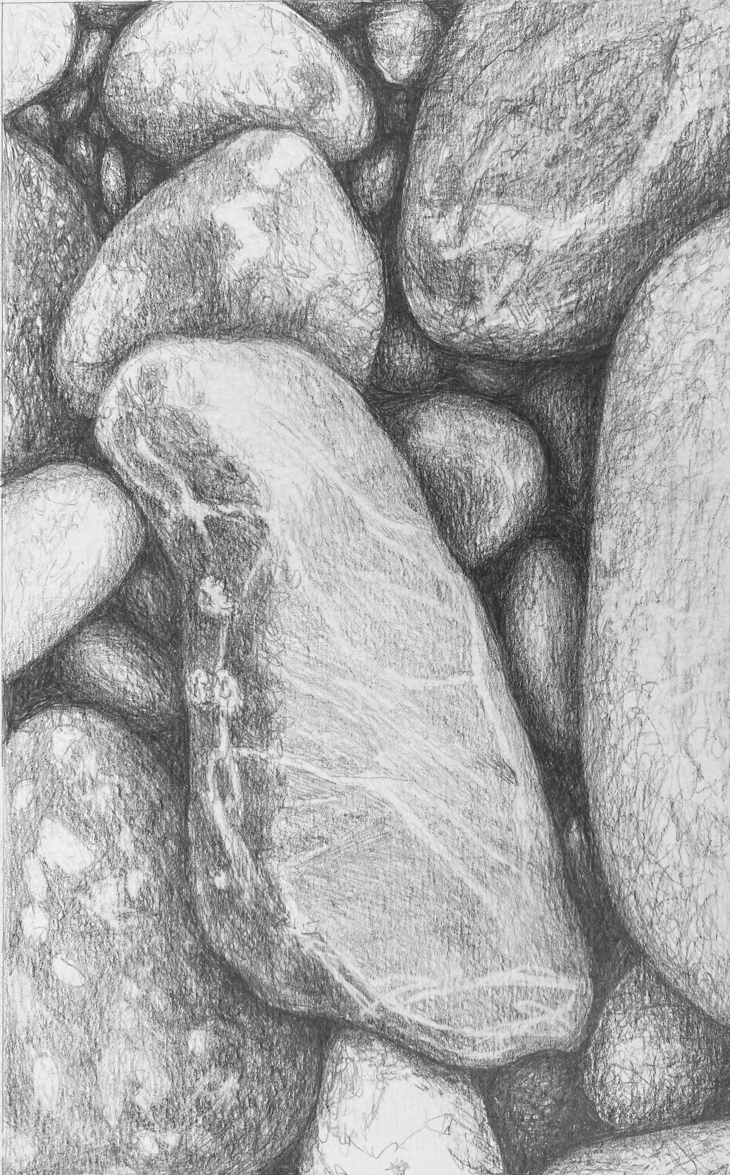 Stones #62 - Graphite - 8" x 5" - Matted 10" x 8" - $95