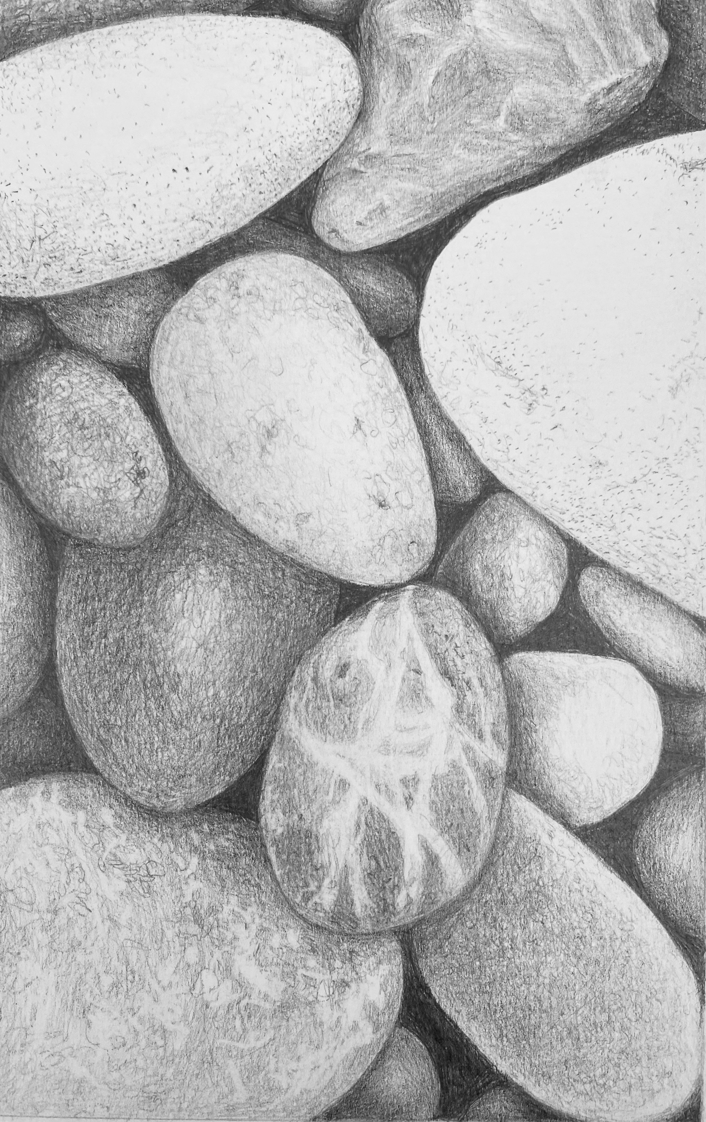Stones #49 - Graphite - 8" x 5" - Matted 10" x 8" - $95
