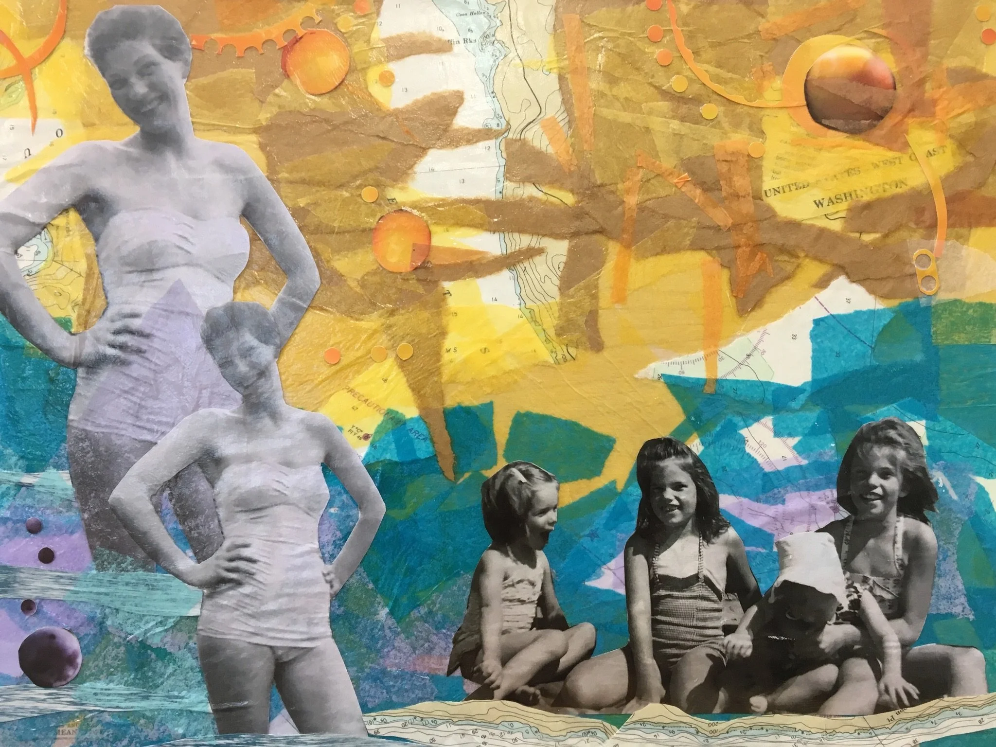 Beach Days - Mixed Media Collage - 12" x 16" x 1" - $650