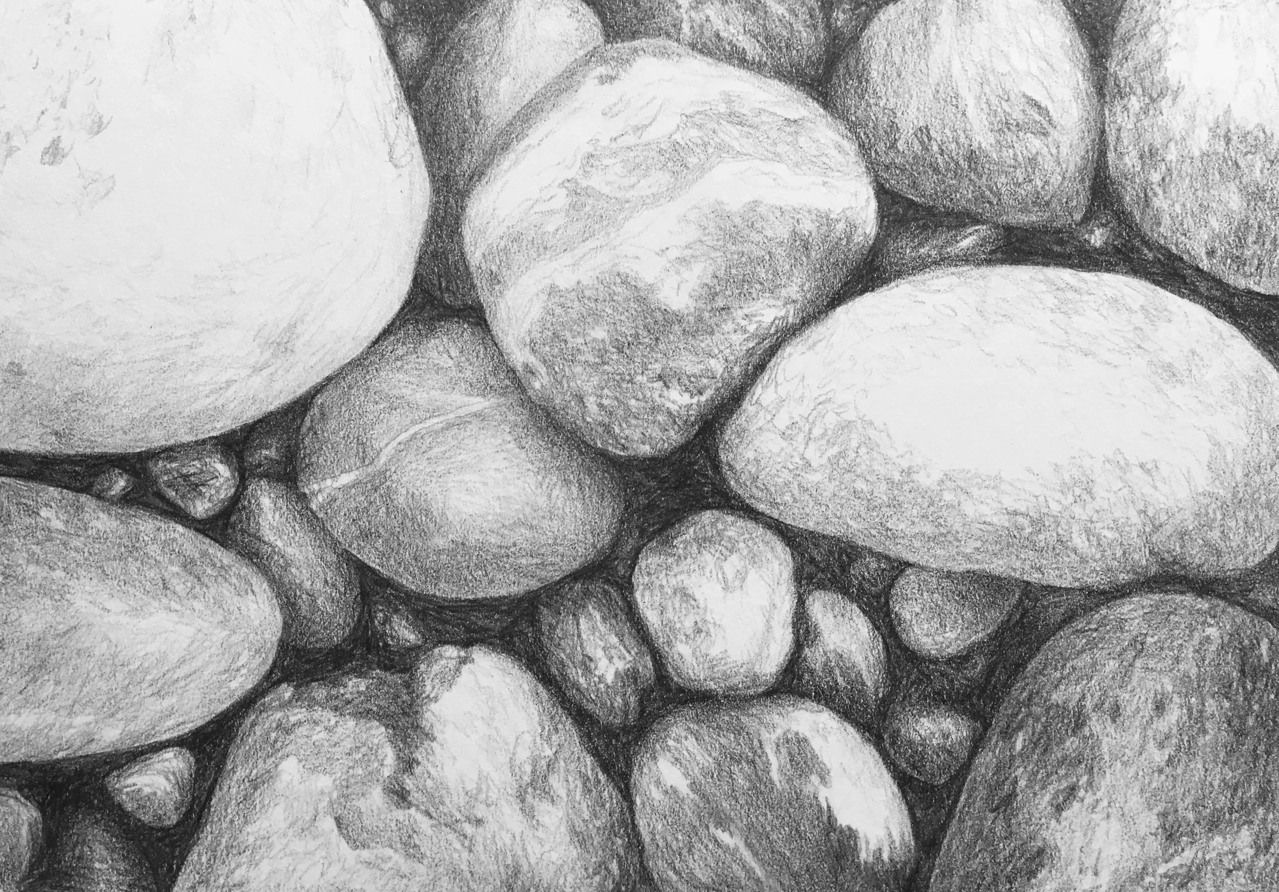 Stones #9 - Graphite - 5" x 8" - Matted 8" x 10" - $95