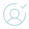 A person's profile icon with a checkmark.