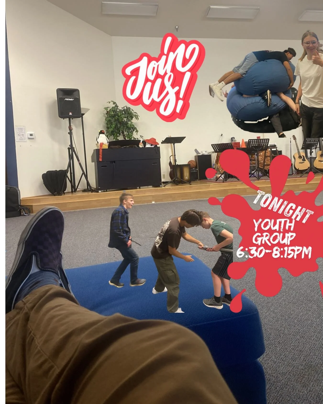We hope you&rsquo;ll join us for youth group tonight! 

Open to any and all kids in High school or Middle School&hellip; 

Join us as we play games, eat snacks and learn about the love of Christ!

19800 108th ave SE, Kent WA

#jesuslovesyou #urwelcom